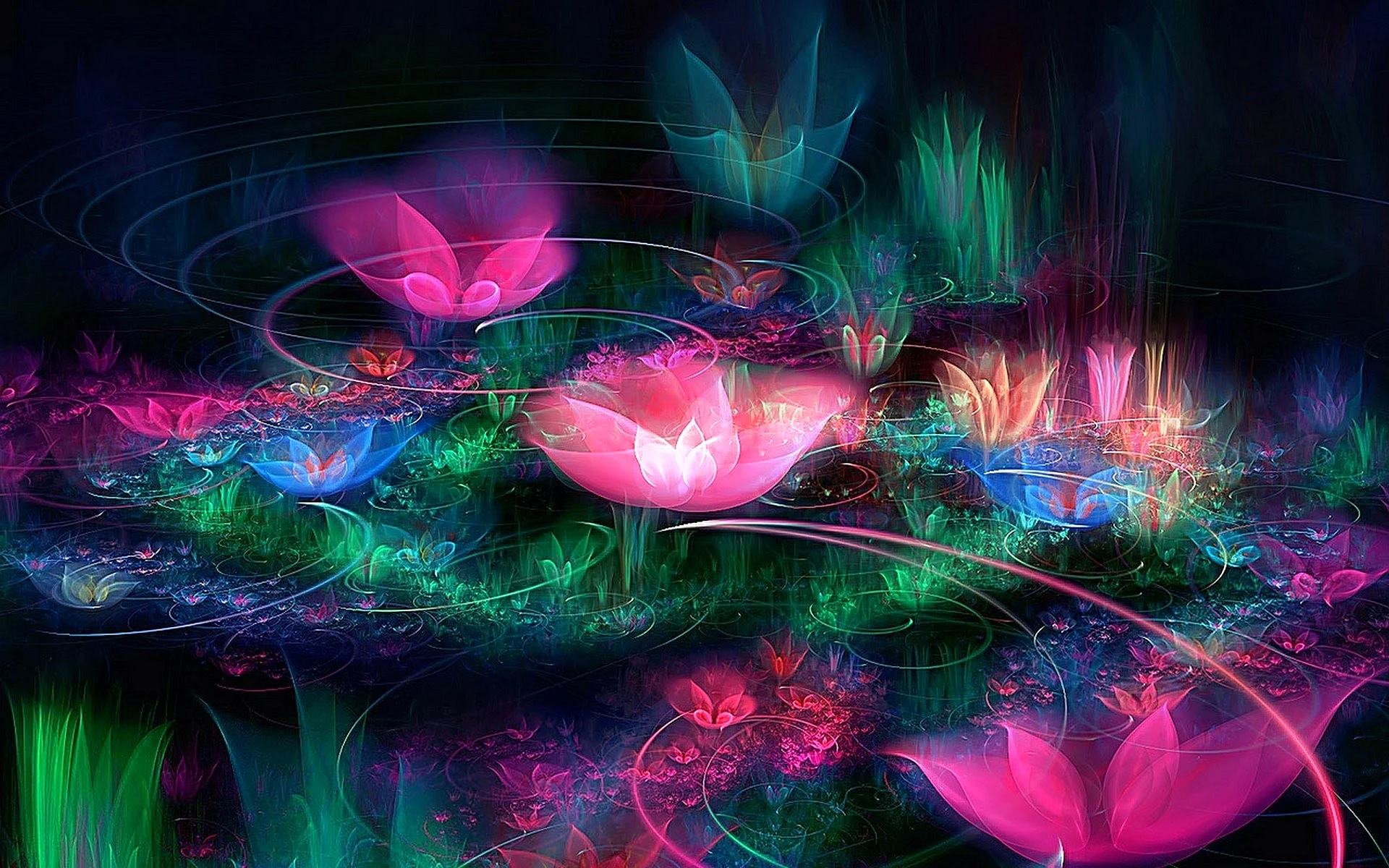 3D Digital Flower Wallpaper