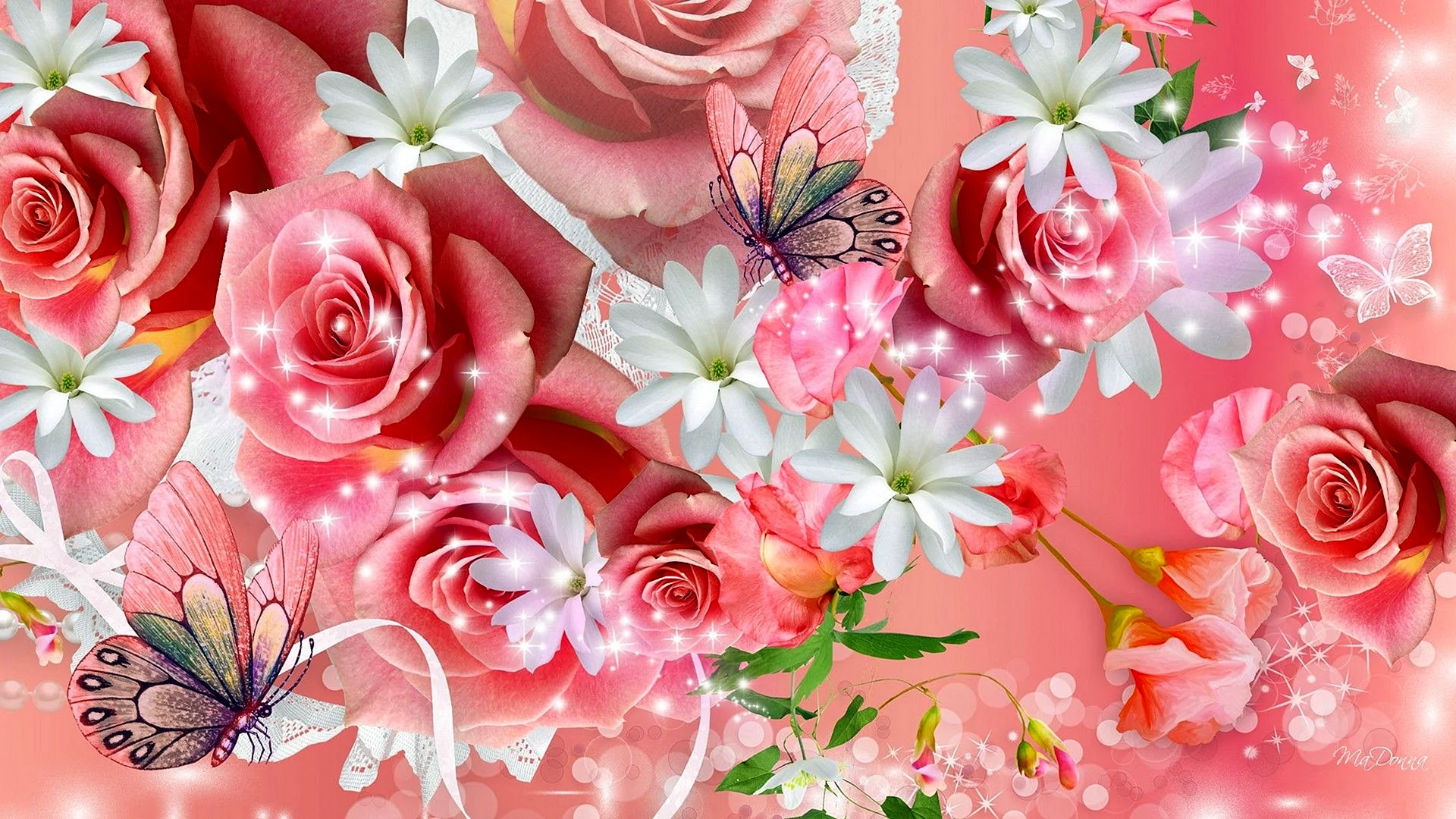 3D Flower Background Wallpaper