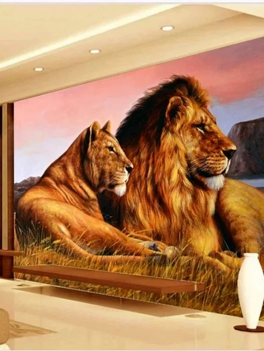 3D Wall Mural Room Lion Wallpaper