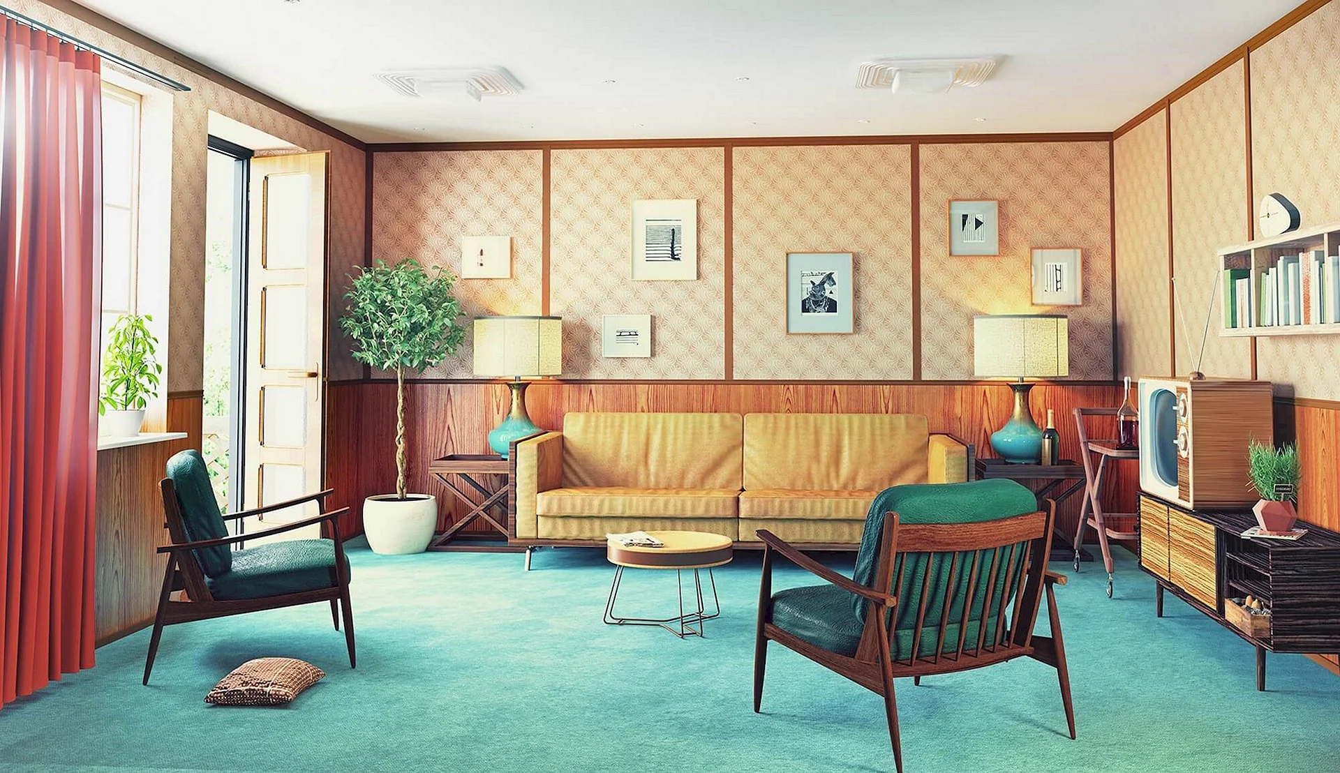 60s Interior Design Wallpaper