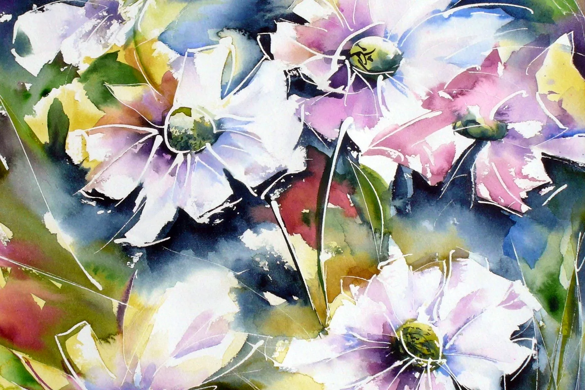 Abstract Flower Painting Wallpaper