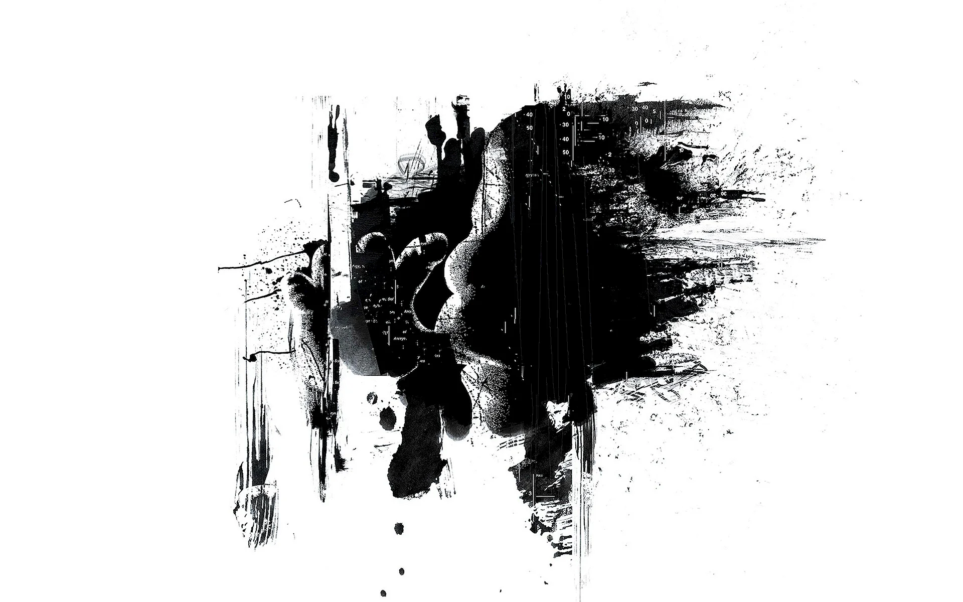 Abstract Painting Black and White Wallpaper
