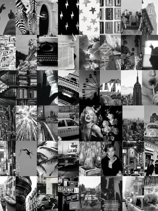 Aesthetic collage Black and White Wallpaper
