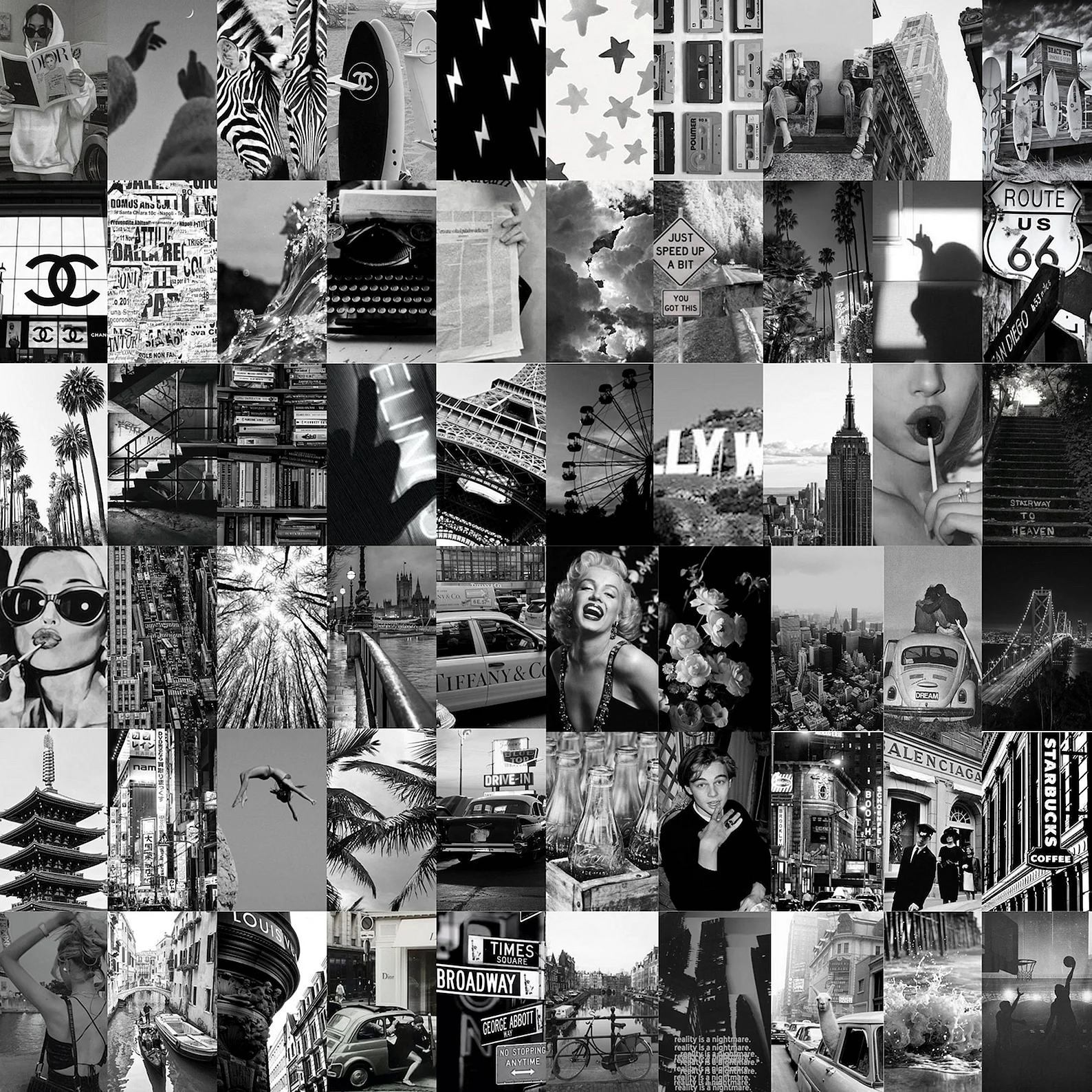 Aesthetic collage Black and White Wallpaper