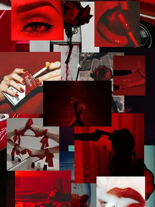 Aesthetic Collage Red Wallpaper