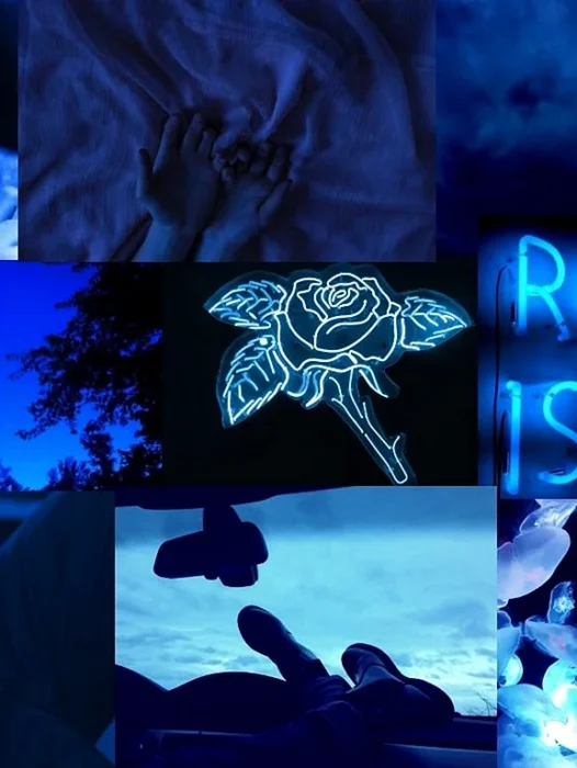 Aesthetic Collage Blue Wallpaper