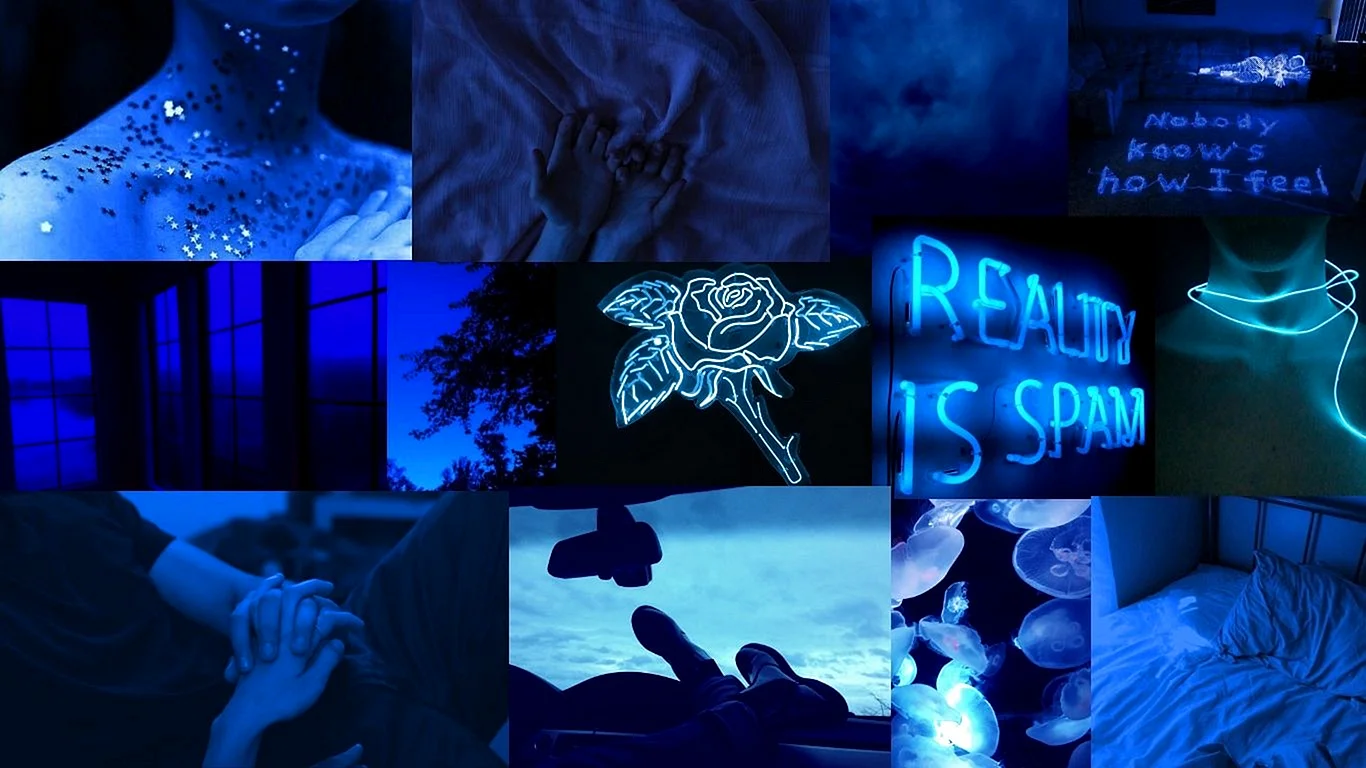 Aesthetic Collage Blue Wallpaper