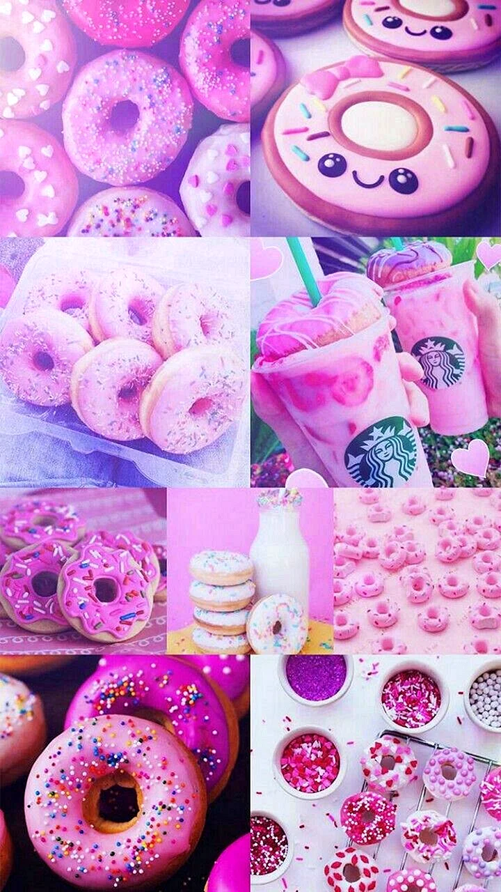 Aesthetic Pink Purple Donuts Wallpaper For iPhone