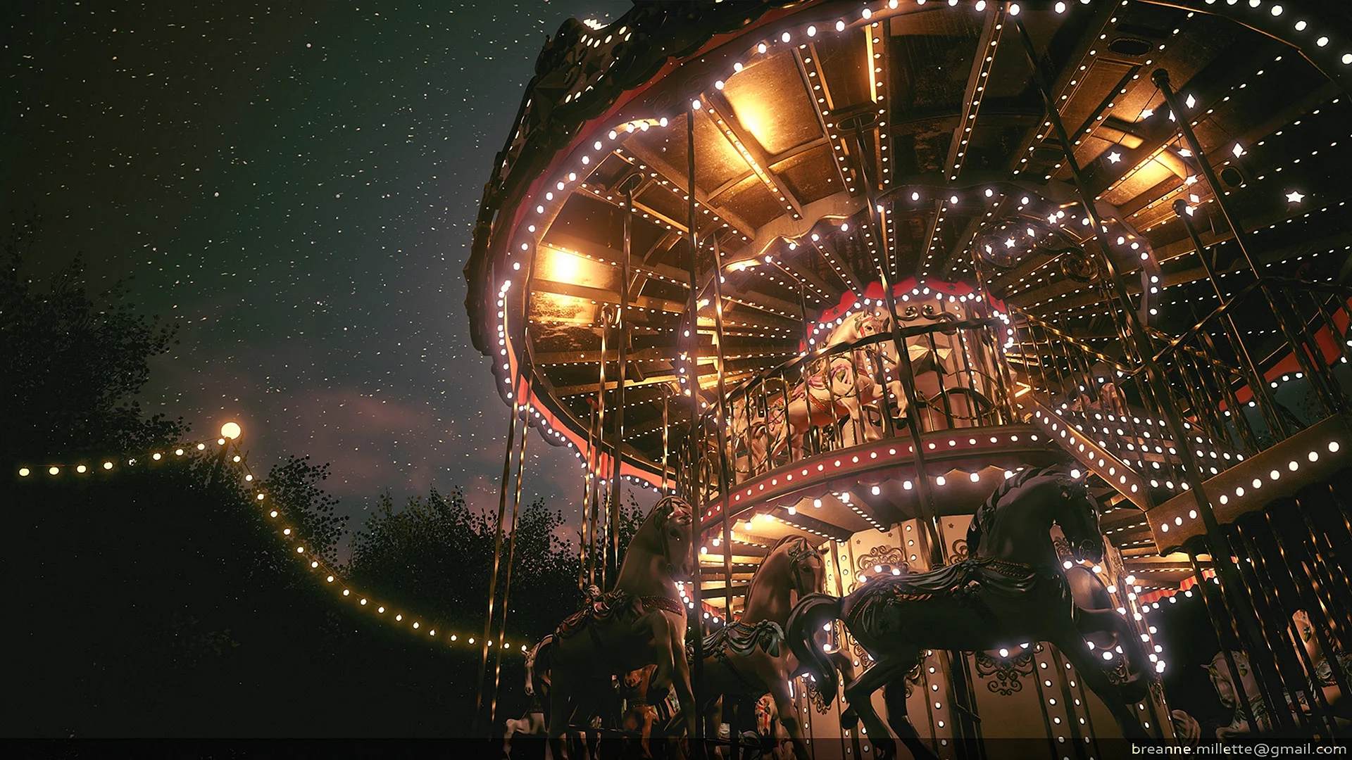 Amusement Park at Night Wallpaper