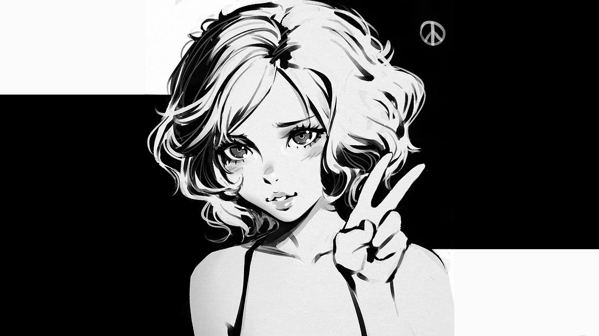Anime Art Black And White Wallpaper