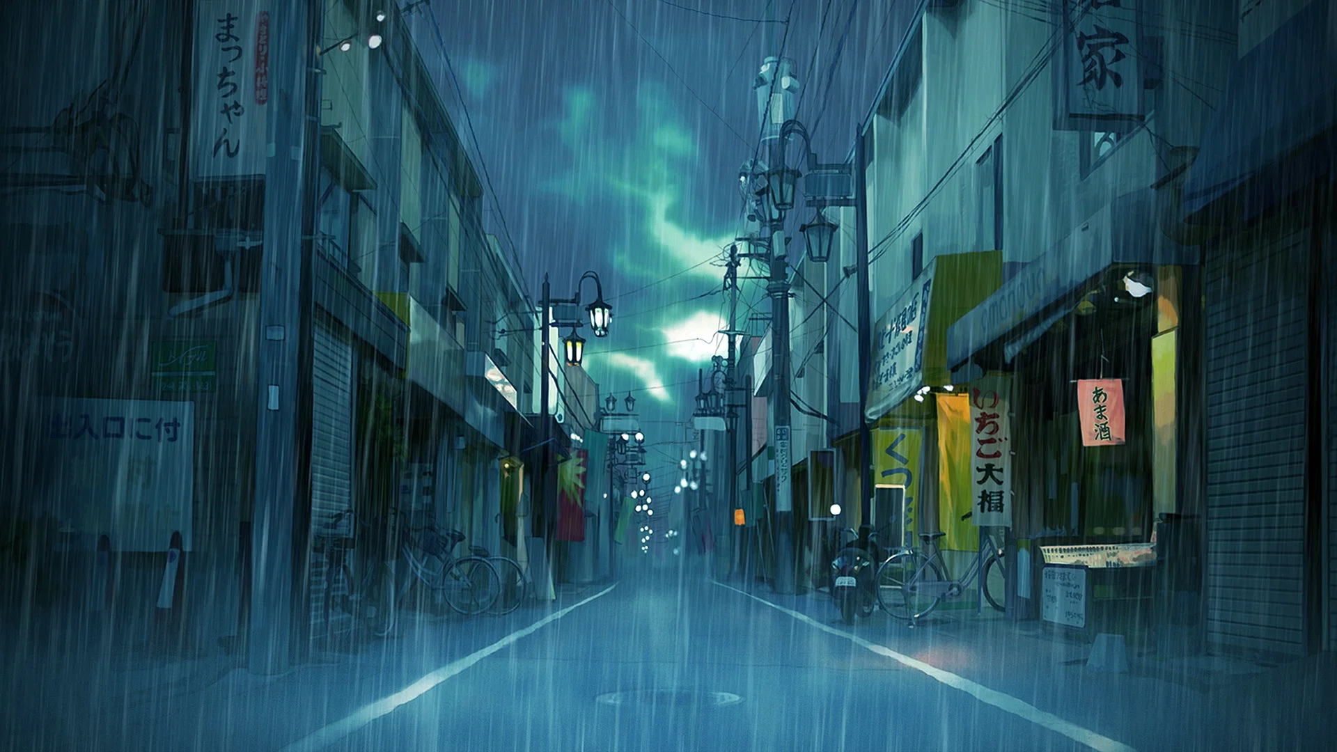 Anime City Rain Wallpaper