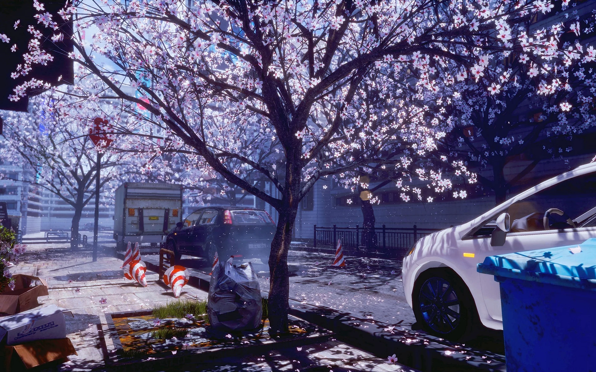 Anime City Spring Morning Wallpaper