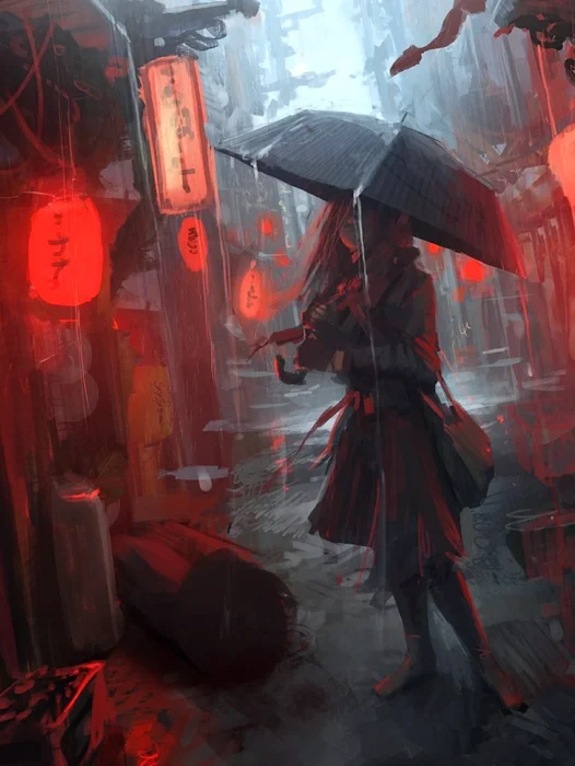 Anime Night Rain Wallpaper