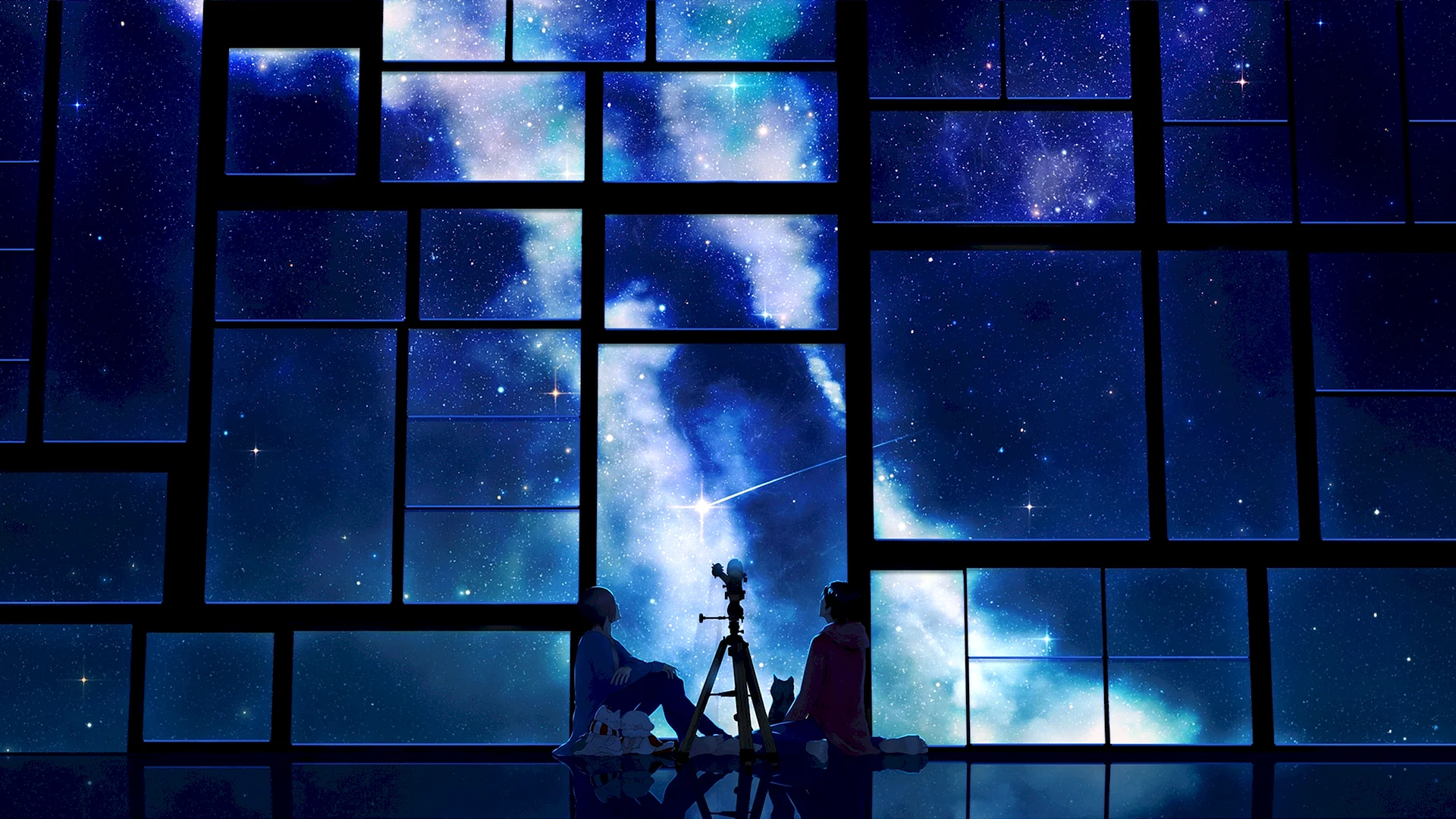 Anime Night Sky Blue Wallpaper