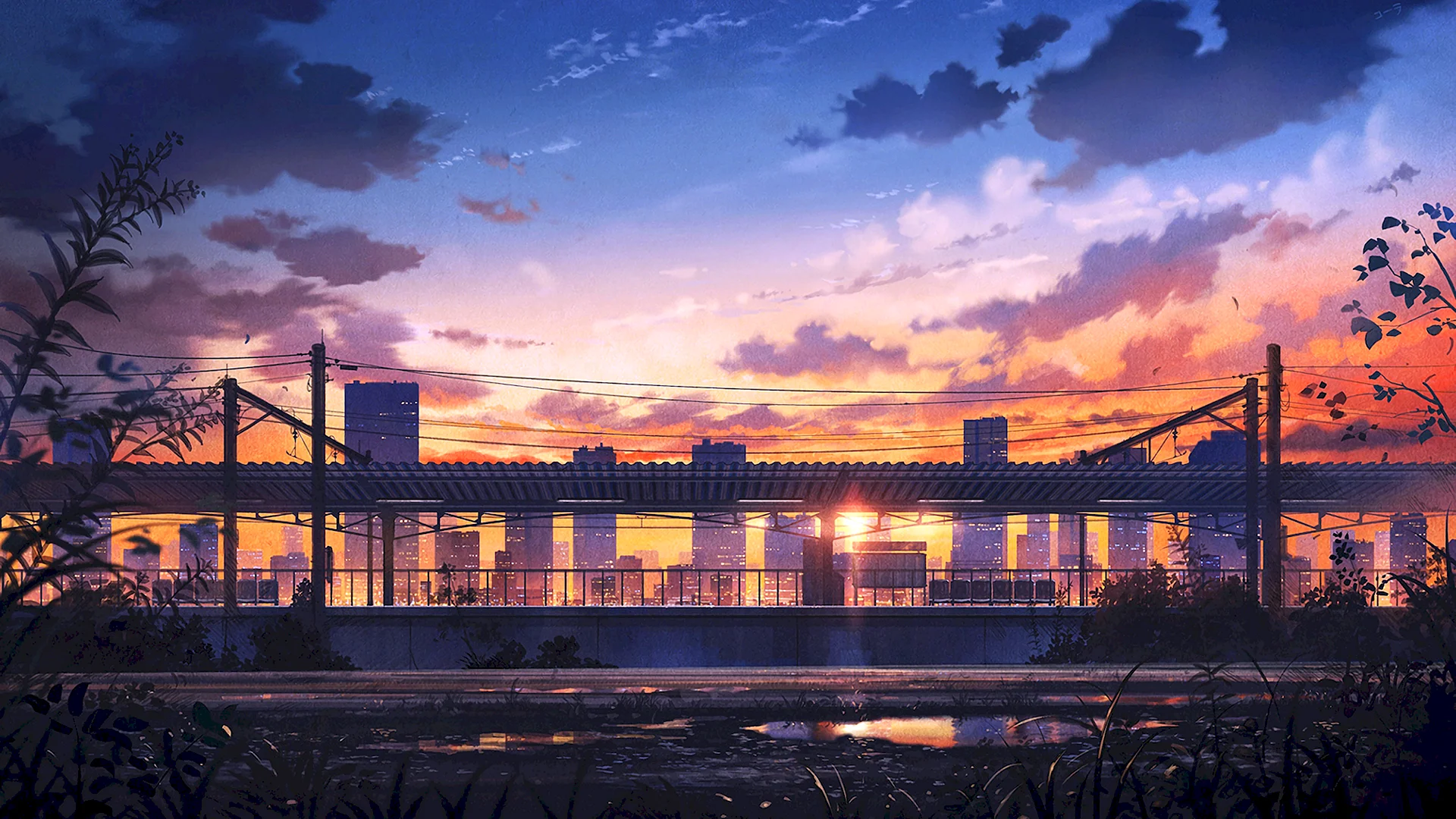 Anime Sunset aesthetic Wallpaper