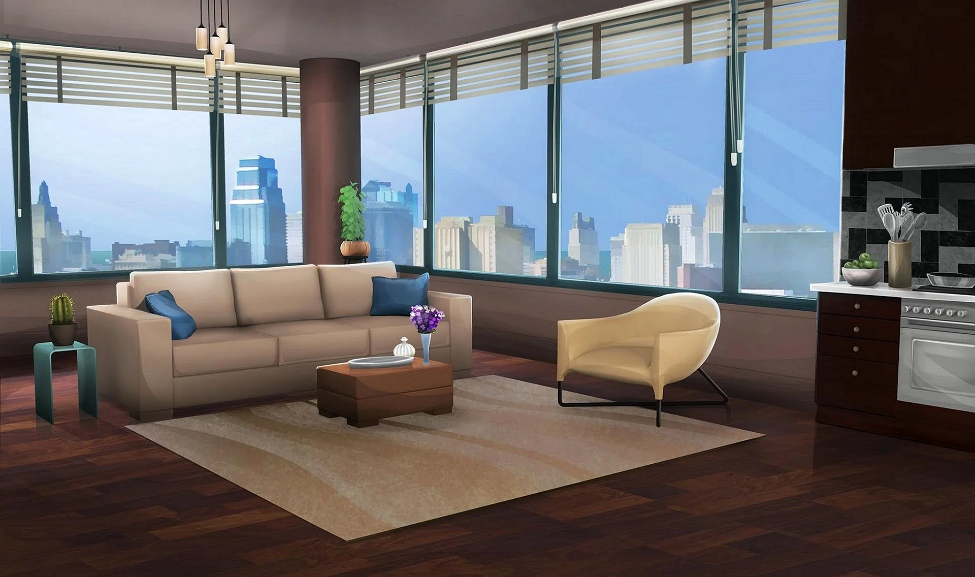 Anime Living Room Wallpaper