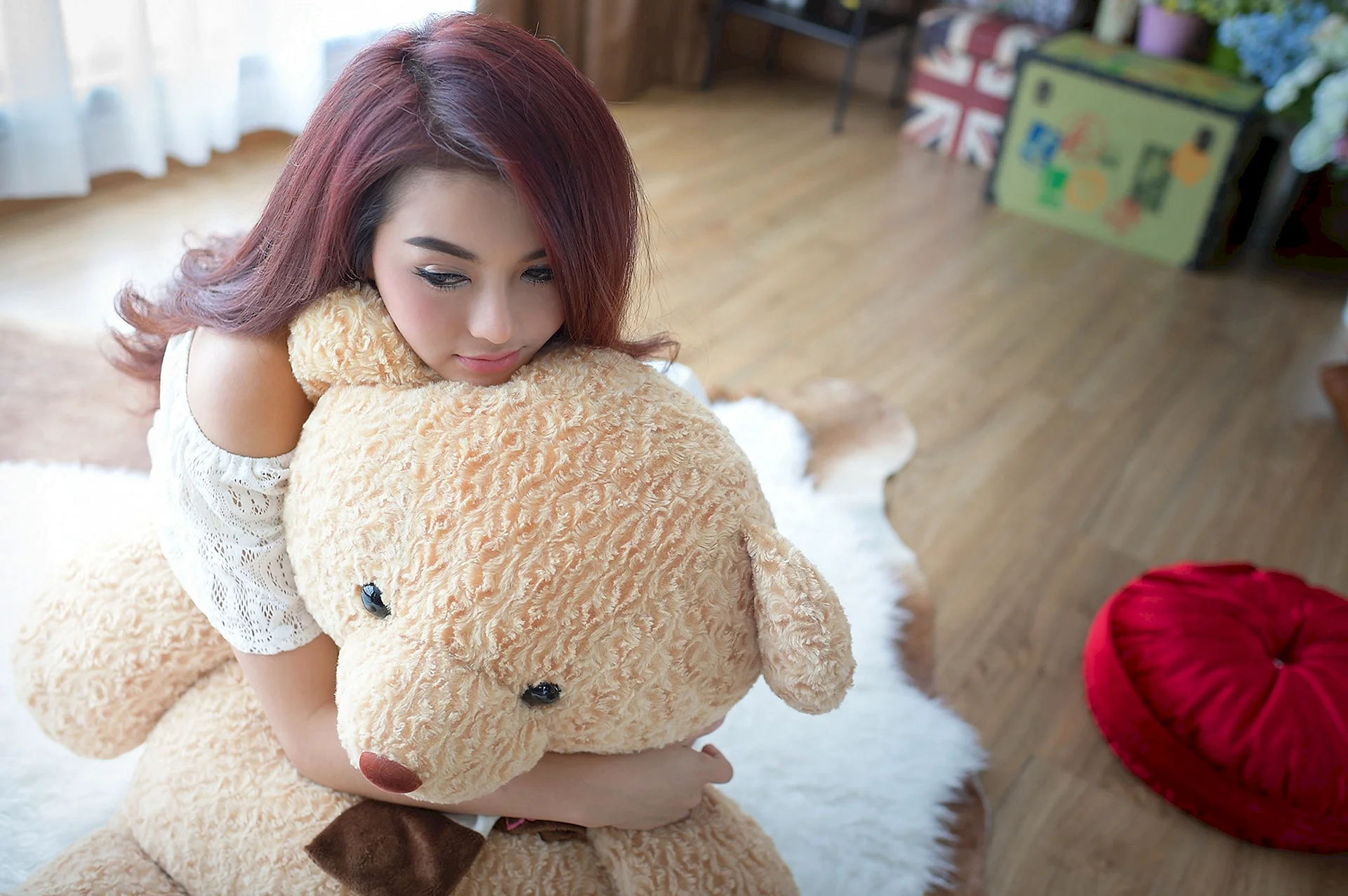 Asian Girl Teddy Bear Wallpaper