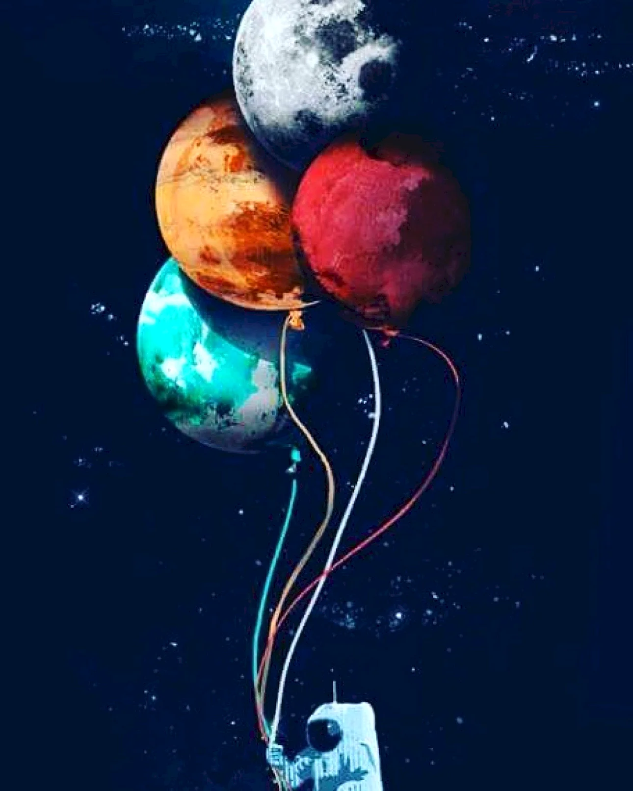 Astronaut With Balloons Wallpaper For iPhone