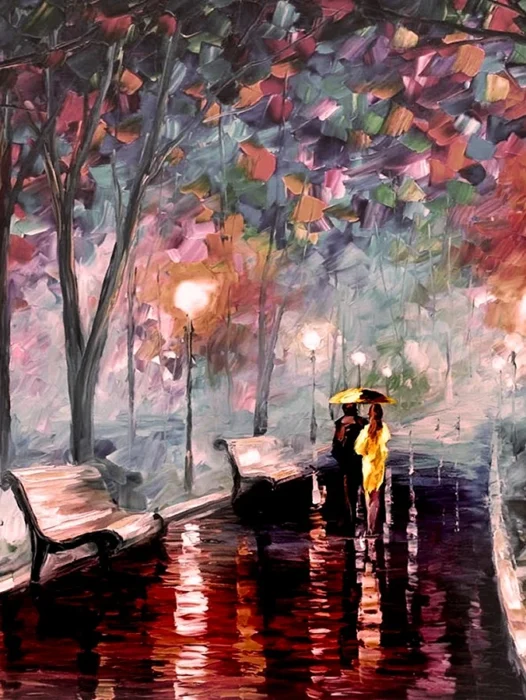 Autumn Rainy Night Wallpaper