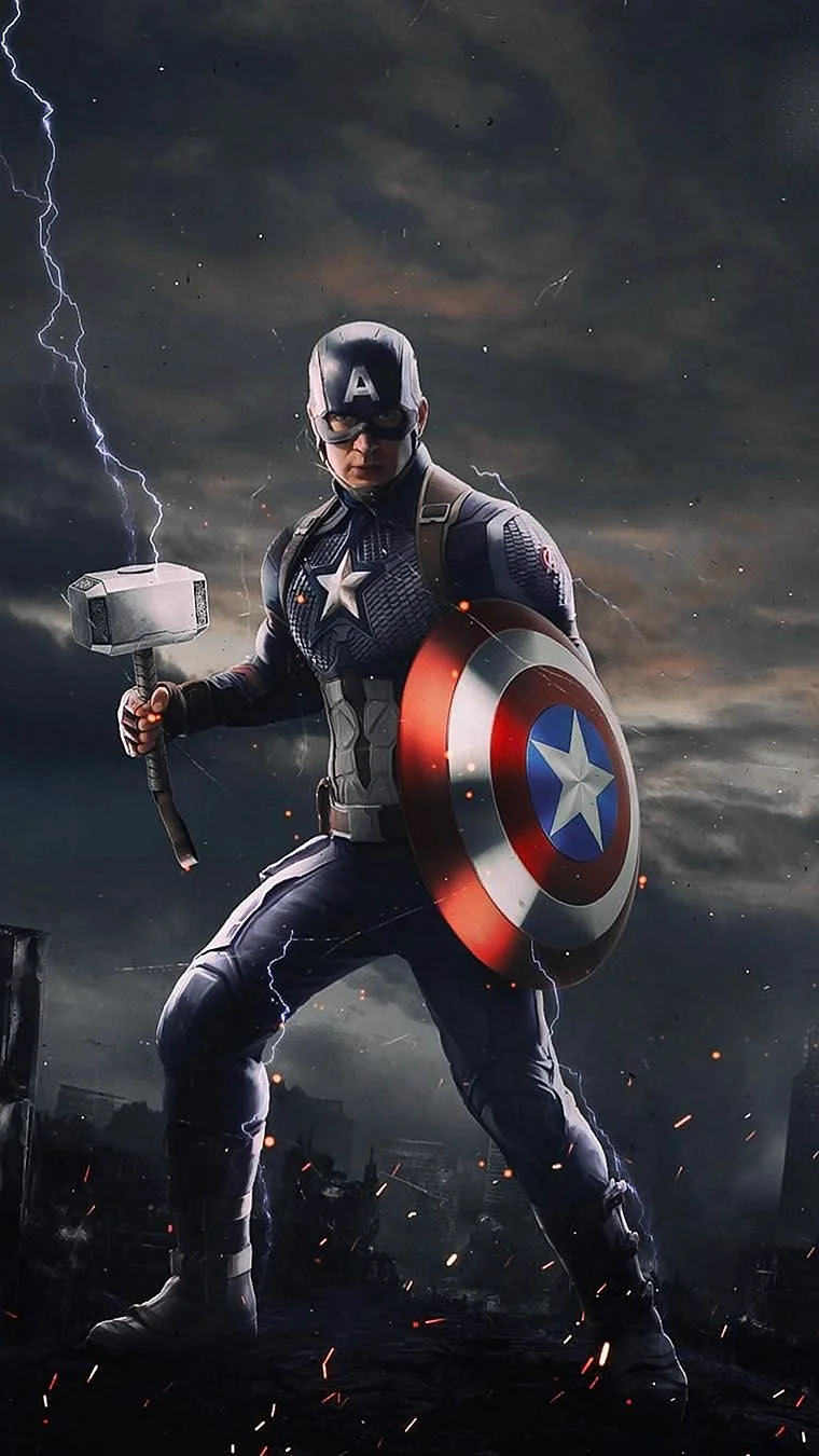 Avengers Endgame Captain America Mjolnir Wallpaper For iPhone