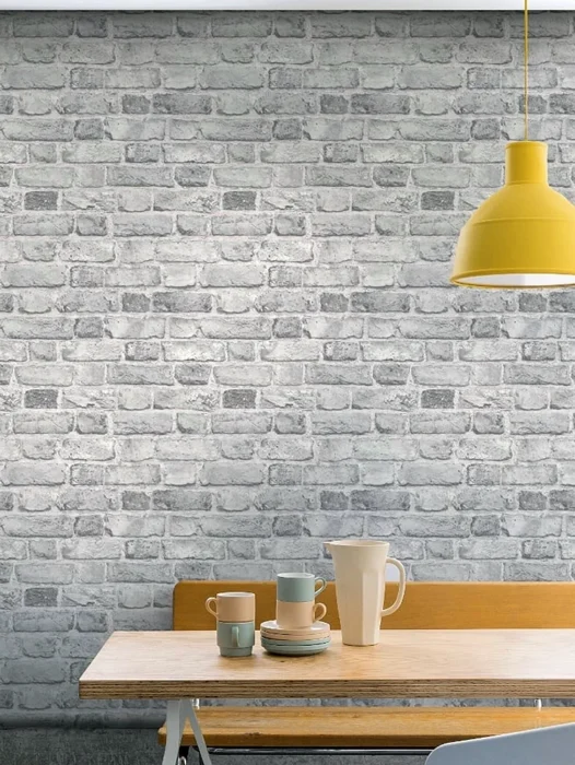 Azulejo Brick Grey Wallpaper