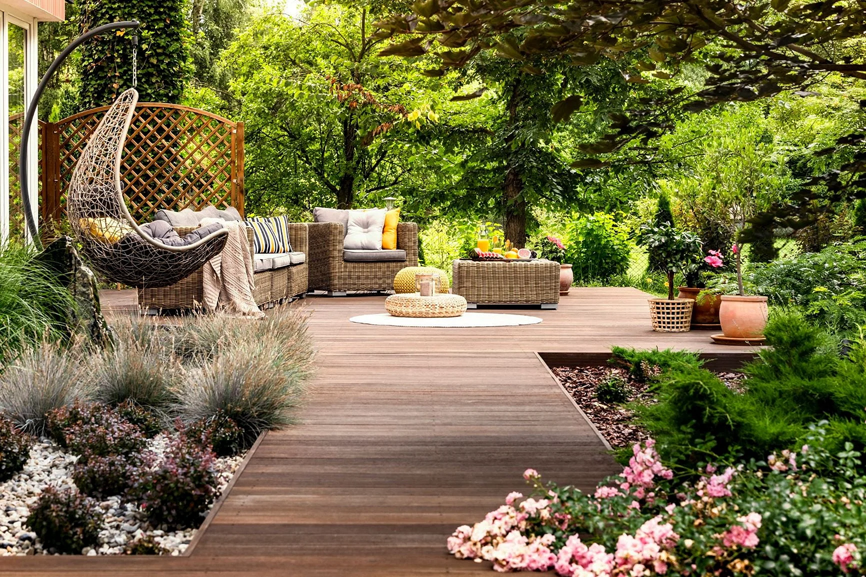 Backyard Patio Garden Wallpaper
