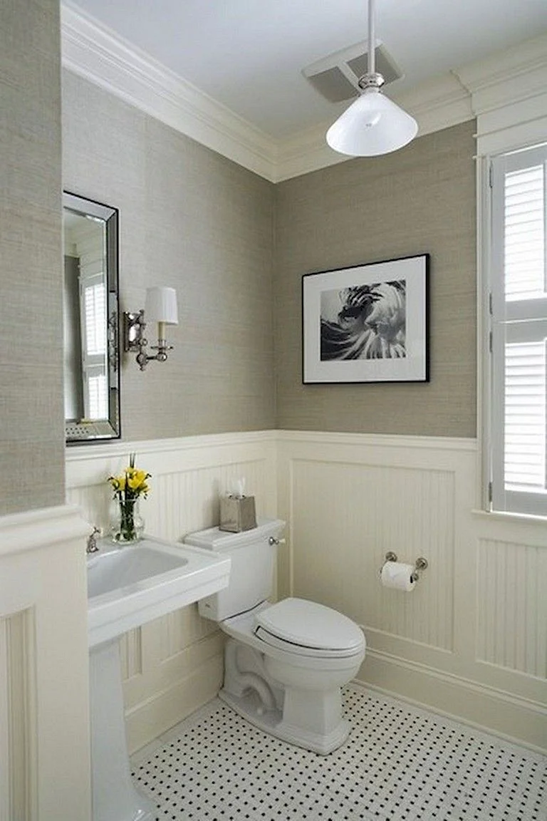 Bath Wainscoting Wallpaper