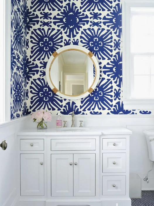 Bathroom Blue Mirror Wallpaper