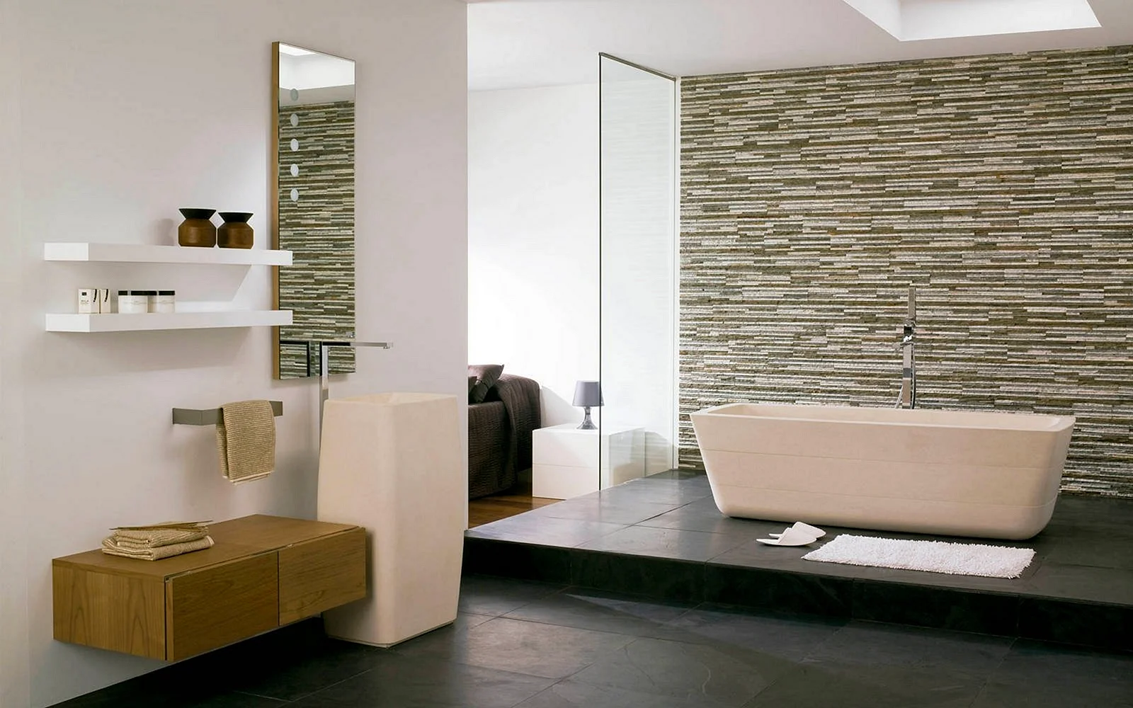 Bathroom Stone Wall Tiles Wallpaper