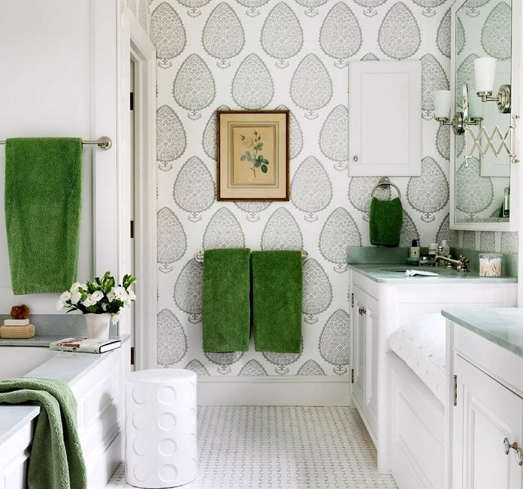 Bathroom Wall Green Wallpaper