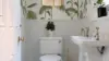 Bathroom White Gold Palm Wallpaper