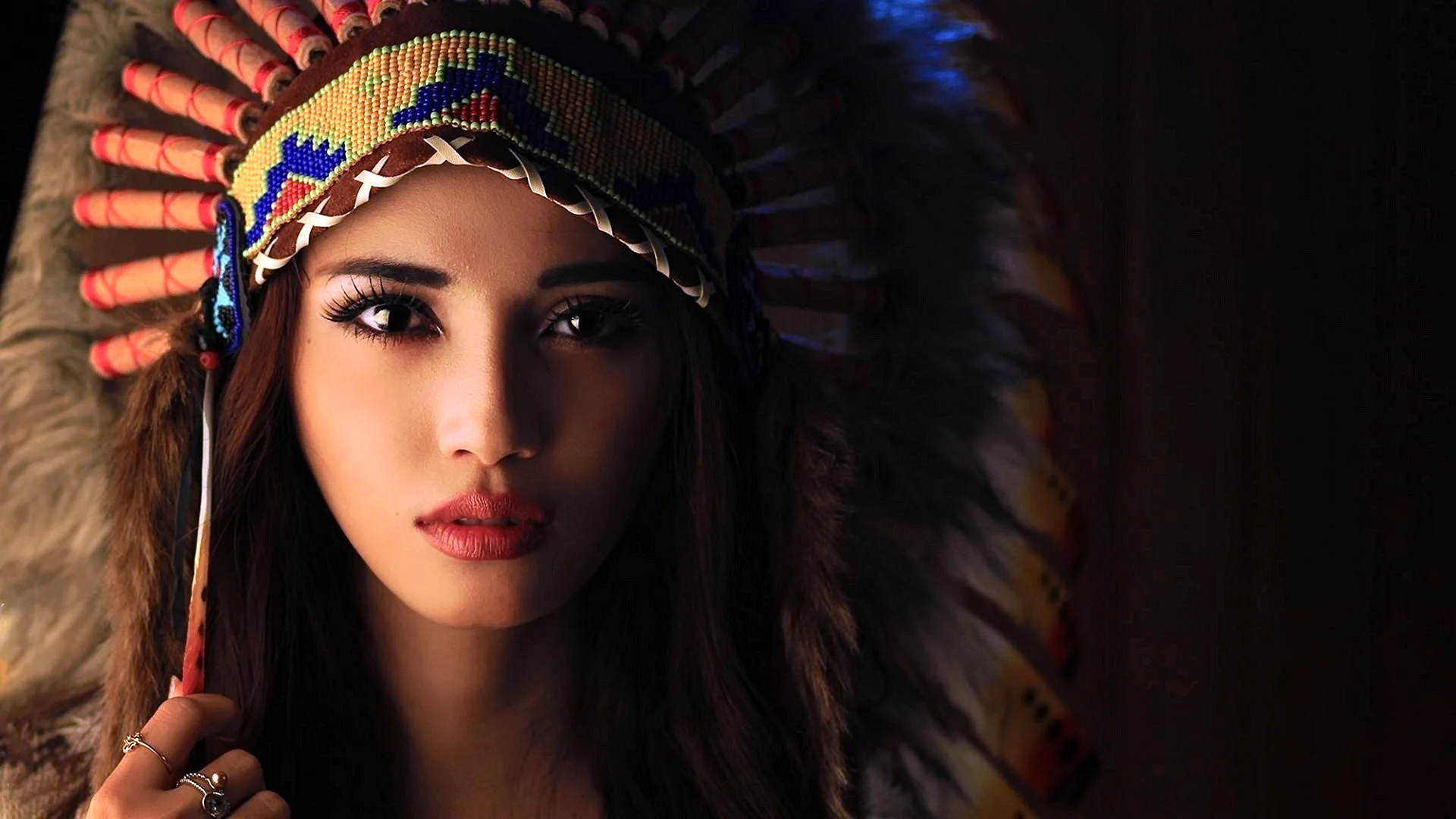 Beautiful native American women Wallpaper