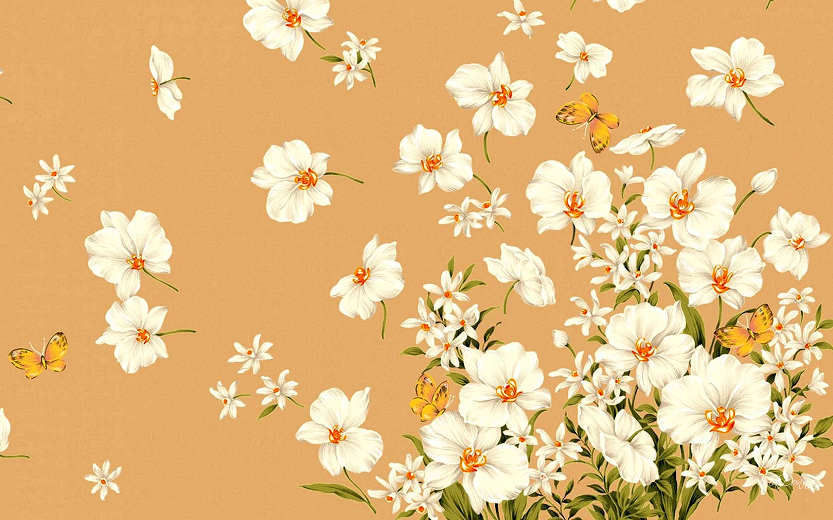 Beige Floral Wallpaper