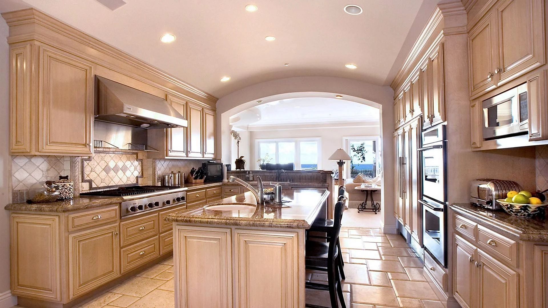 Beige Kitchen Interior Design Wallpaper