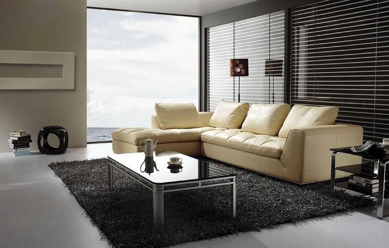Beige Leather Sofa Wallpaper