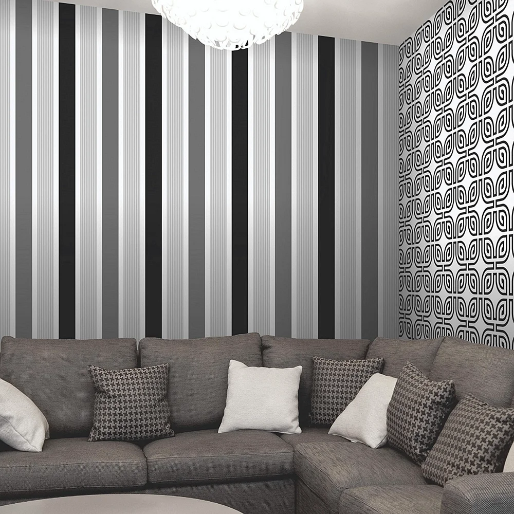 Black and Silver strip Wallpaper