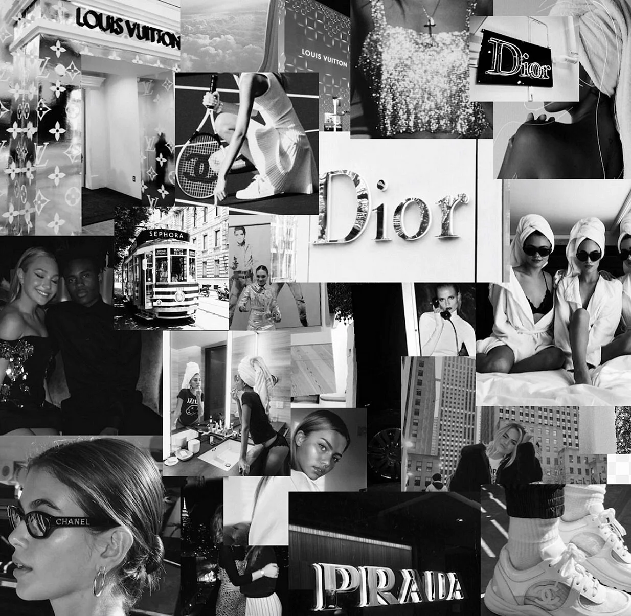 Black and White collage Wallpaper