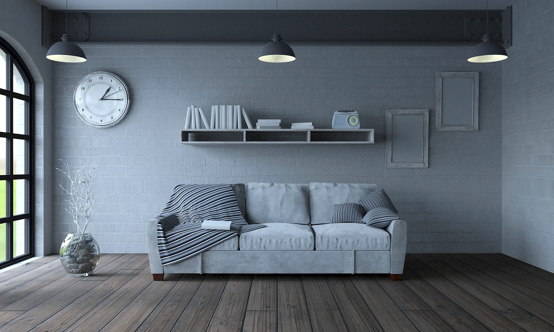 Black Wall White Sofa Wallpaper