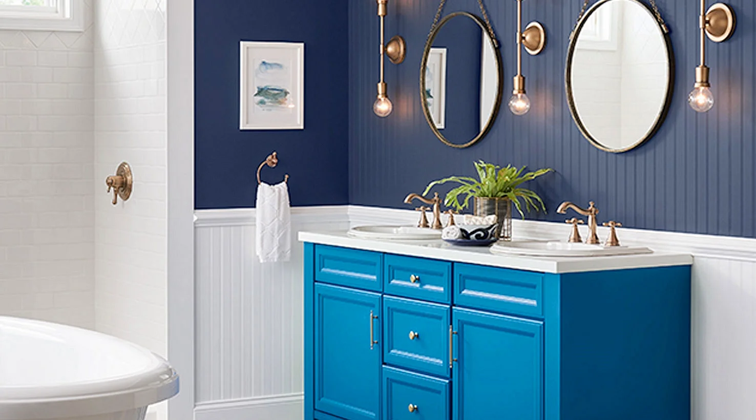 Blue Bathroom Cabinet Wallpaper