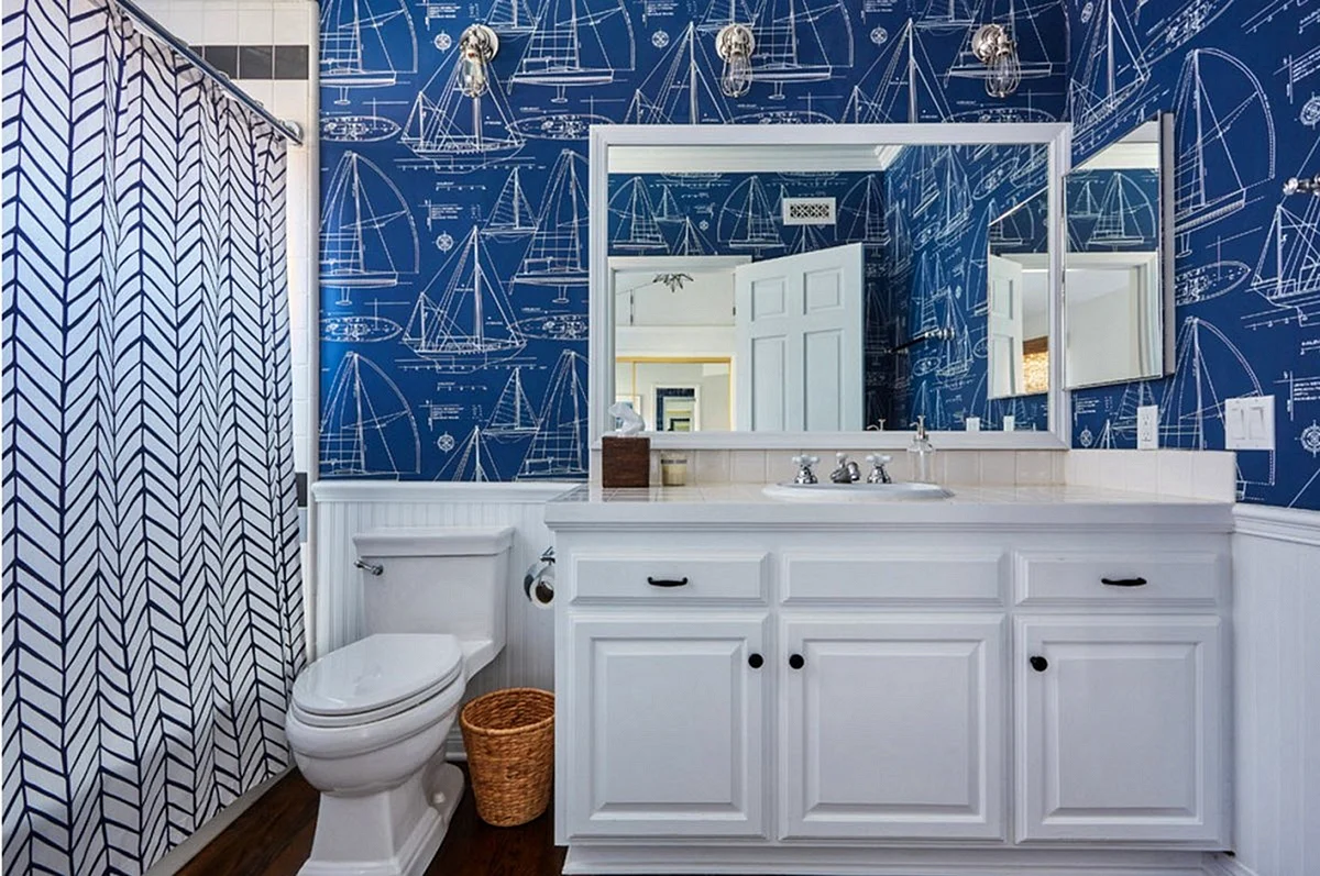 Blue Bathroom Wallpaper