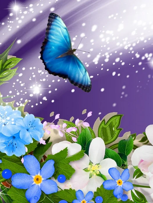 Blue Butterfly Flower Wallpaper