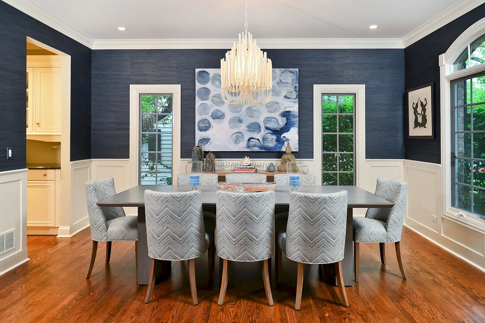 Blue Dining Room Wallpaper