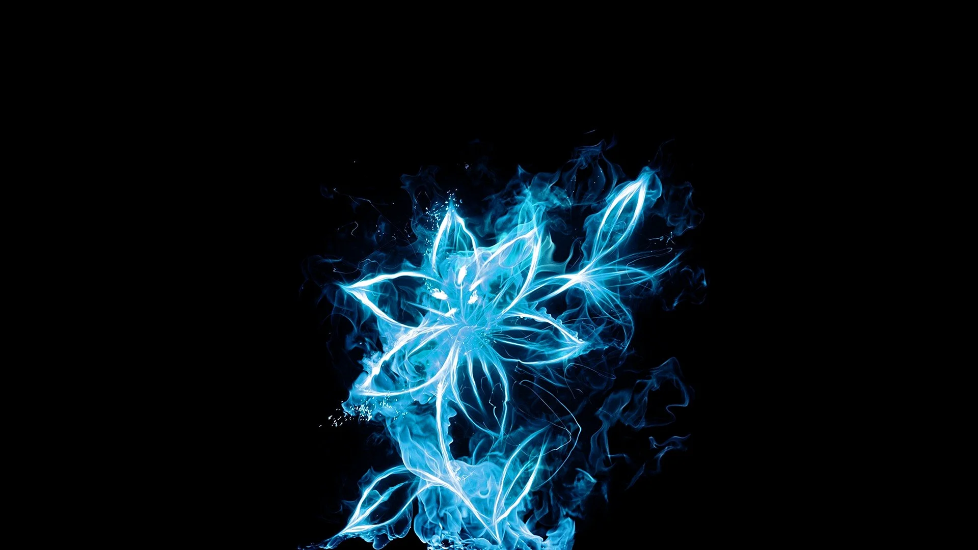 Blue Fire Black Background Wallpaper