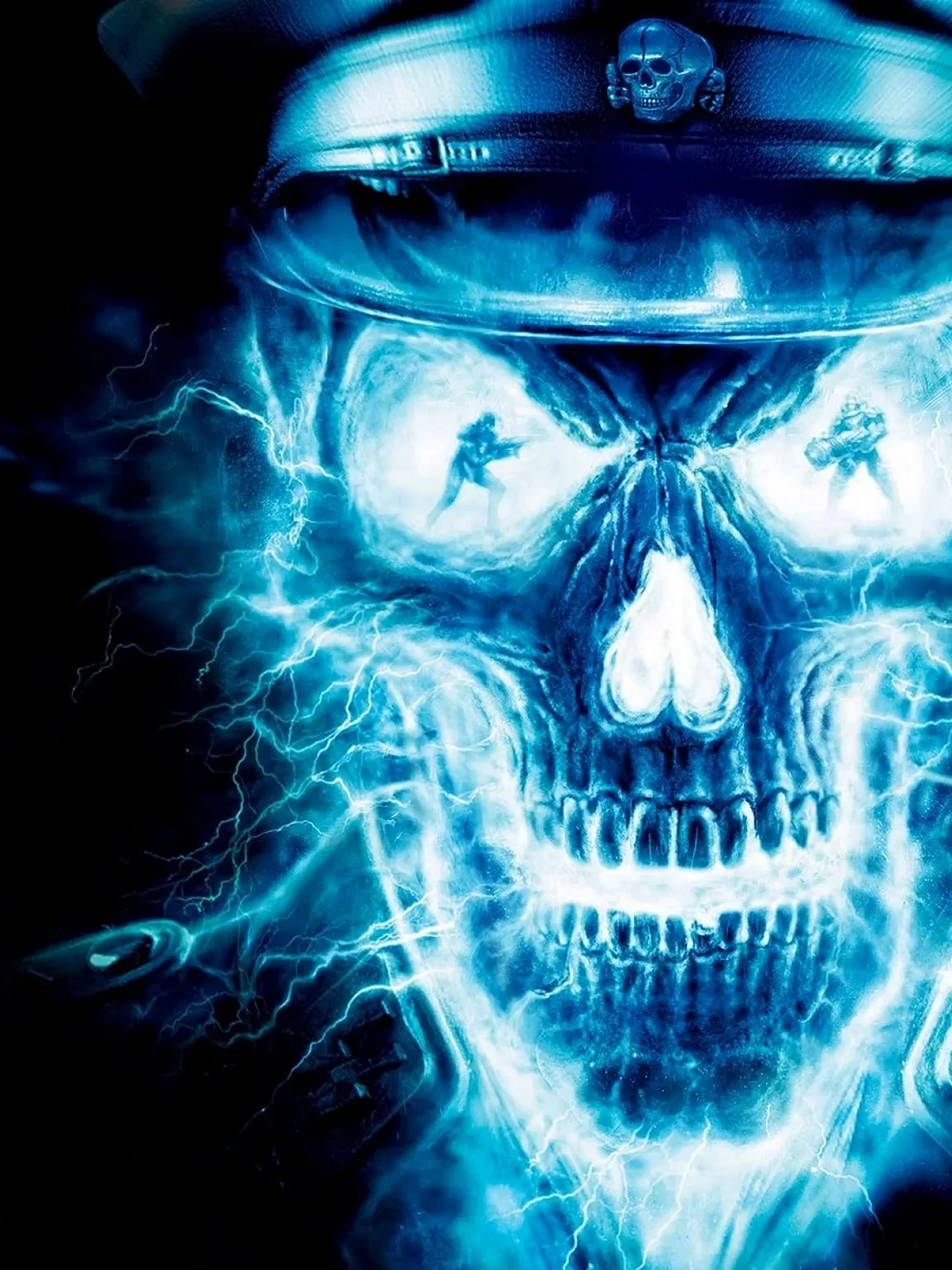 Blue Fire Skull Wallpaper For iPhone