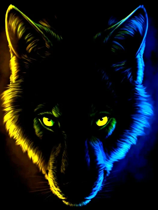 Blue Fire Wolf Wallpaper