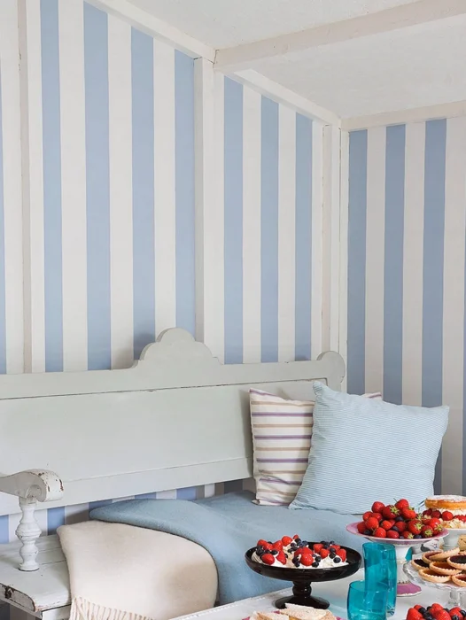 Blue White Stripes Wall Color Wallpaper