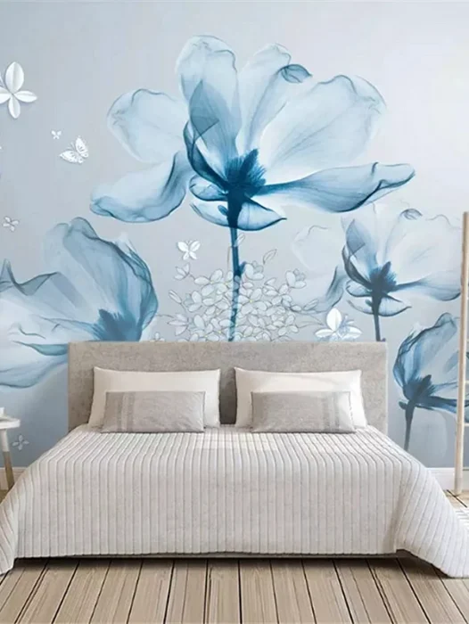 Blue Flower Wall Mural 3d Wallpaper