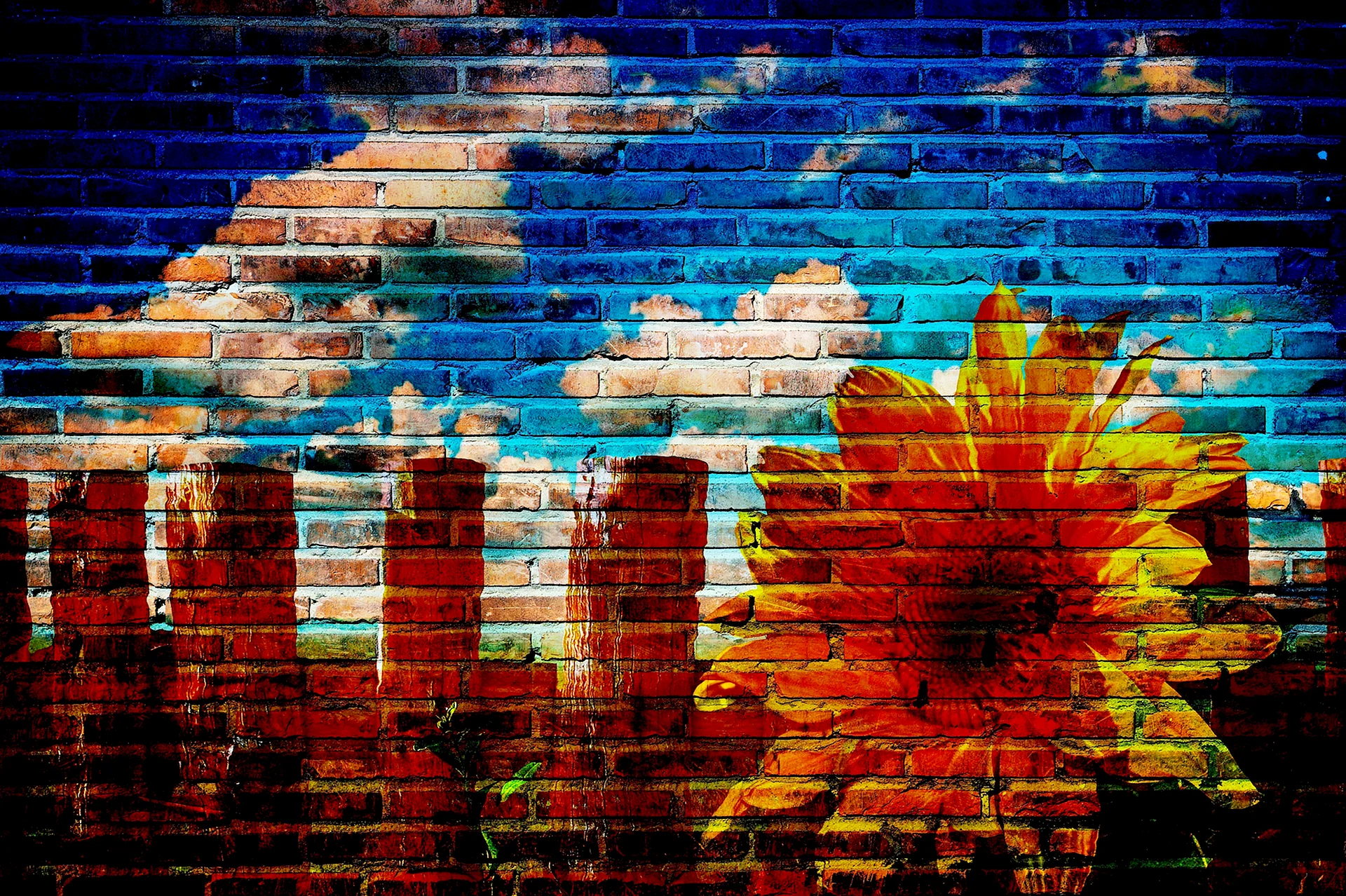 Brick Wall With Graffiti Wallpaper