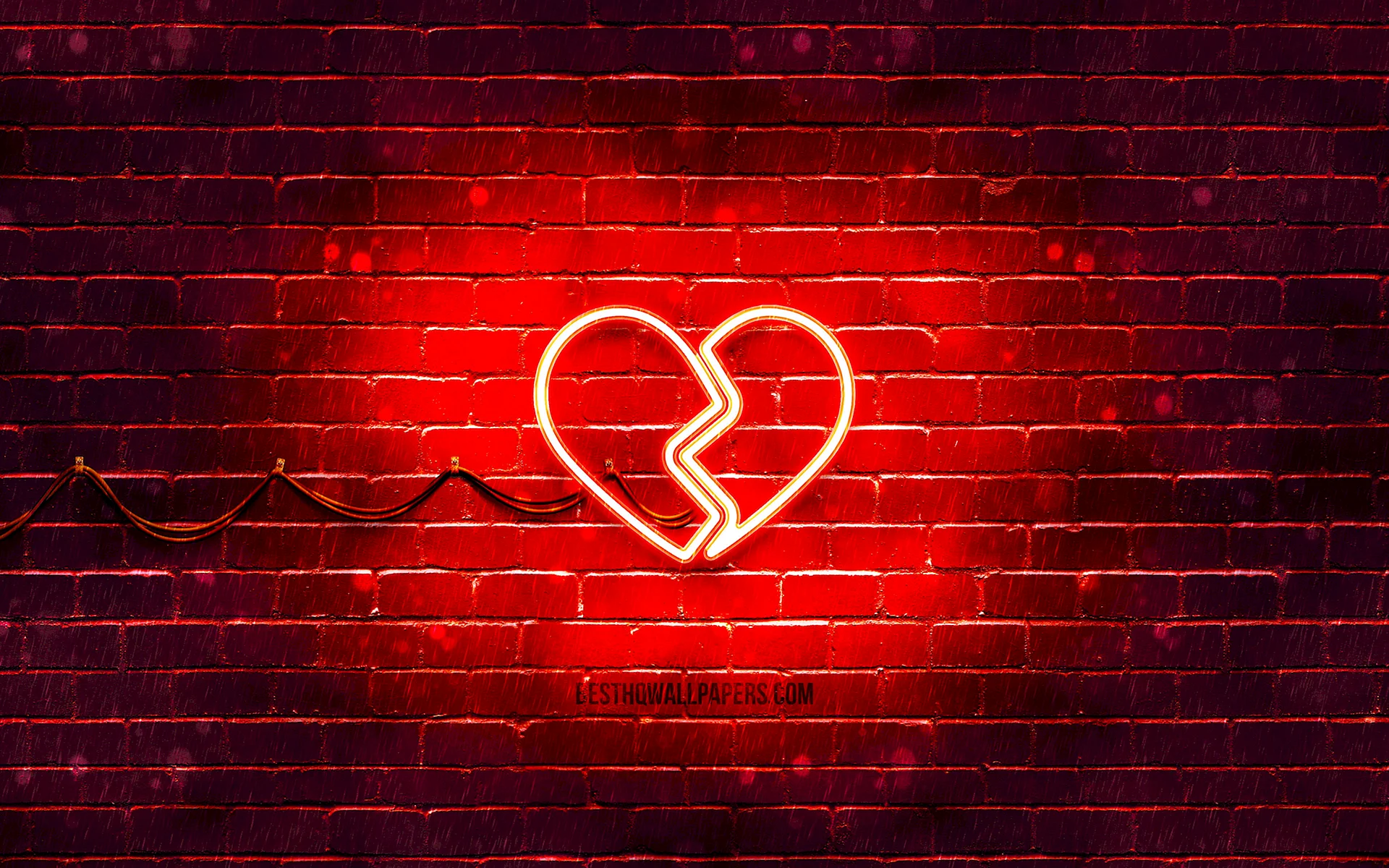 Broken Neon Hearts Wallpaper