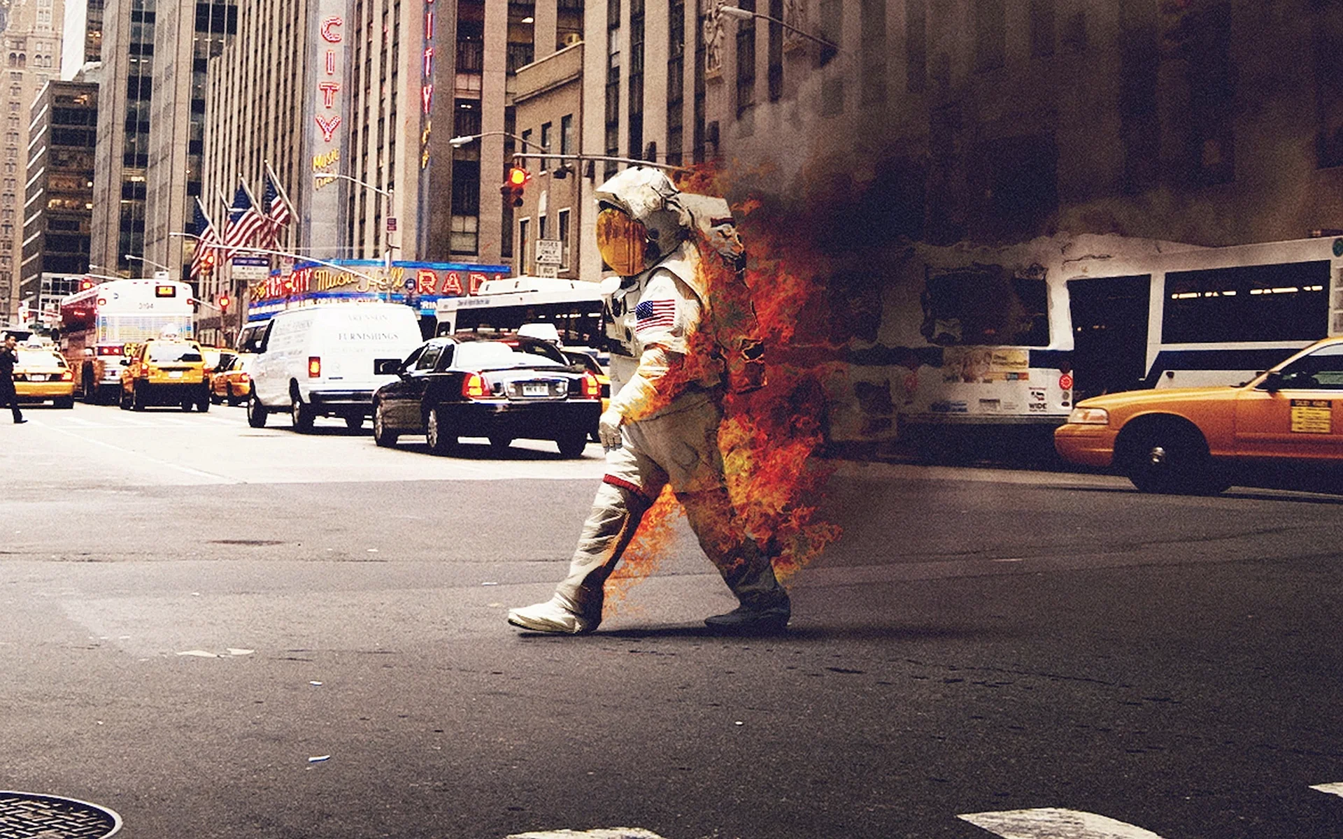 Burning Astronaut Wallpaper